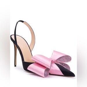 Women's Pointed Thin Heels High Heels Bow Knot Water Diamond.